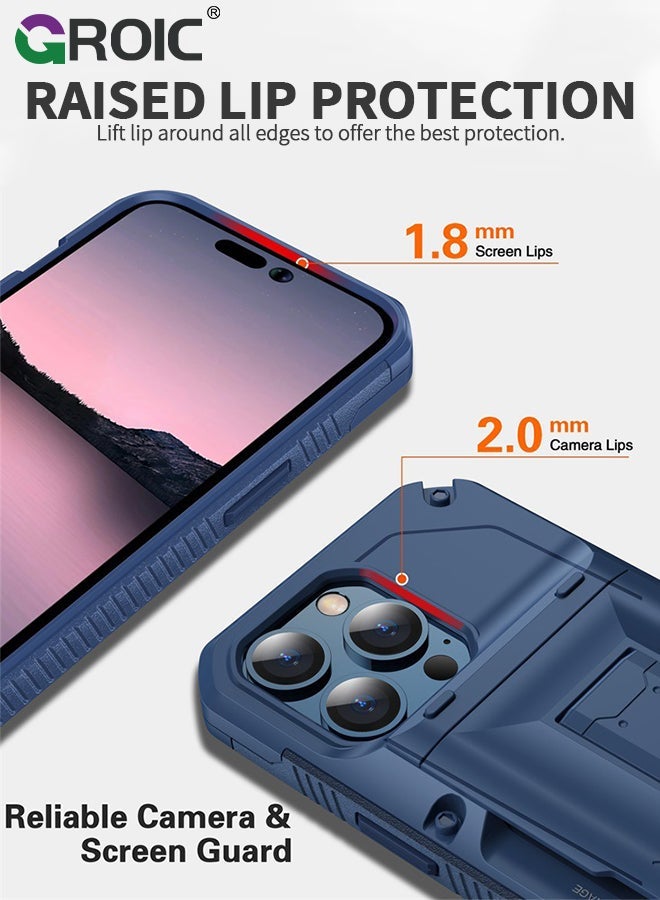 GROIC Designed for iPhone 15 Pro 6.1 Inch Case, Slider Wallet Case with Stand and 4 Cards Holder Back Cover, Full Body Shockproof Protection Hard Shell Phone Cover - Image 5