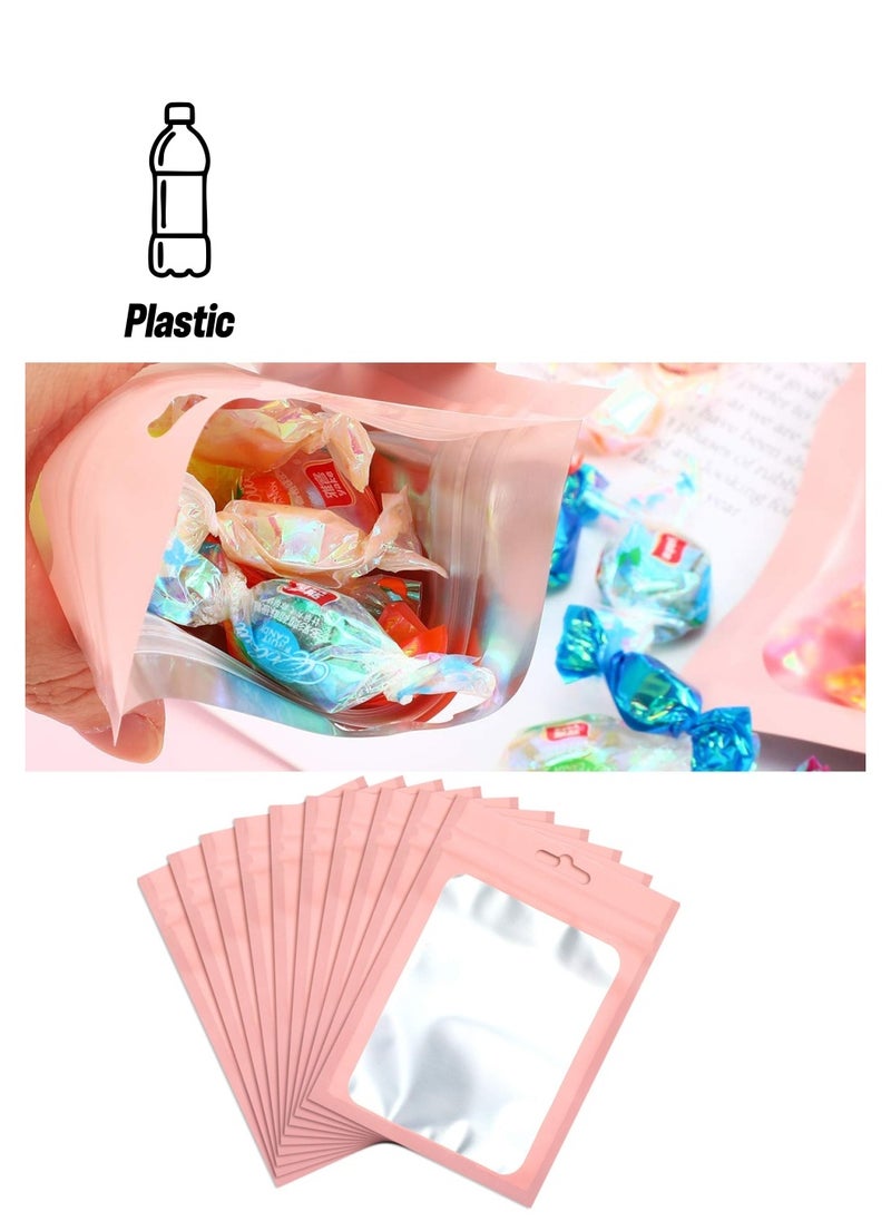 SYOSI Resealable Mylar Bags, 100Pcs Clear Window Smell Proof Bags Packaging Bags Foil Pouch Bags for Food Self Sealing Storage Supplies  - Image 1