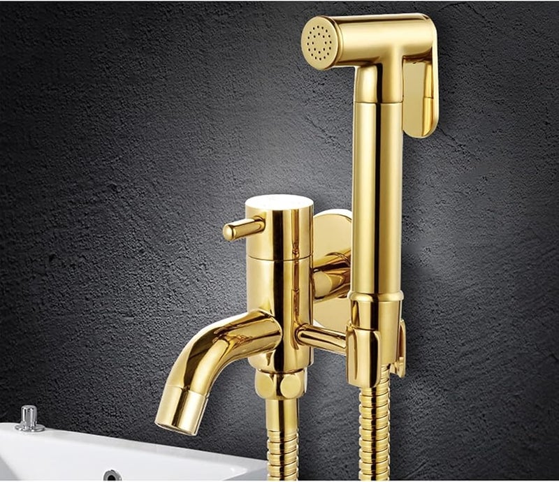 مرشة يدوية نحاسية للمرحاض والحفاضات، صنبور محمول مع خرطوم سهل التركيب - Image 3