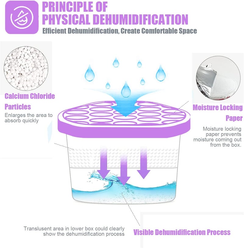 Rness Moisture Absorber Boxes,Mold-proof Deodorizing Desiccant Household Dehumidifier Boxes Fragrance-Free Humidity Absorber for Bathroom Closet Wardrobe Kitchen 6 Pack, 600ml/pcs - Image 2