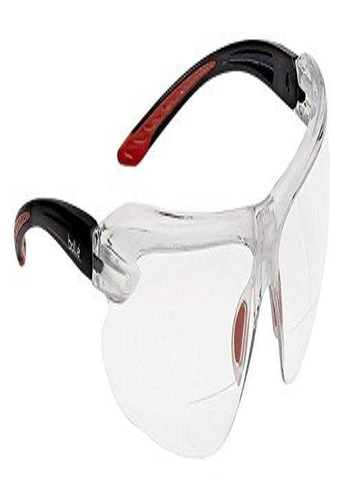 bollé Bolle Safety Iri-S Safety Glasses with 2.50 Diopter, Black & Red Frame, Clear Lenses - Image 4