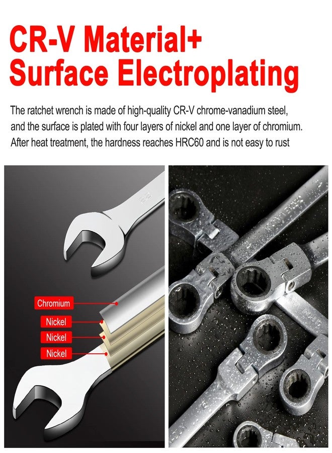 وايزأب مفتاح ربط WISEUP، مفتاح ربط CR-V من فولاذ الكروم والفاناديوم مقاس 8 مم، مفاتيح ربط مركبة قابلة للتعديل بزاوية 180 درجة، مفتاح ربط مزدوج الطرف، مضاد للانزلاق ومقاوم للصدأ، أدوات موفرة للعمالة - Image 2