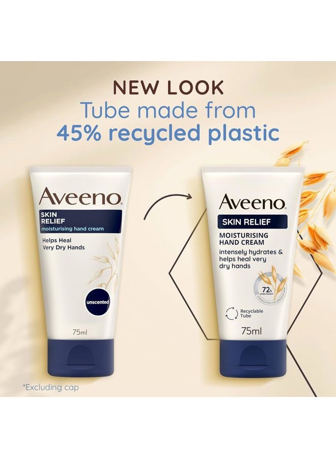 Aveeno Skin Relief Moisturising Hand Cream, With Soothing Triple Oat Complex & Shea Butter, Suitable For Sensitive Skin, Intense Hydration, Helps Relieve Dry and Tight Skin, Unscented, 75ml - Image 5