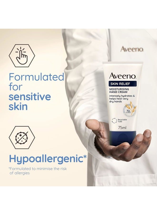 Aveeno Skin Relief Moisturising Hand Cream, With Soothing Triple Oat Complex & Shea Butter, Suitable For Sensitive Skin, Intense Hydration, Helps Relieve Dry and Tight Skin, Unscented, 75ml - Image 4