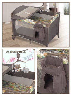 Mamakids Multi-functional Baby Crib, Foldable And Portable Newborn Playpen Cots With Changing Table And Toy Music Stand  - Image 5