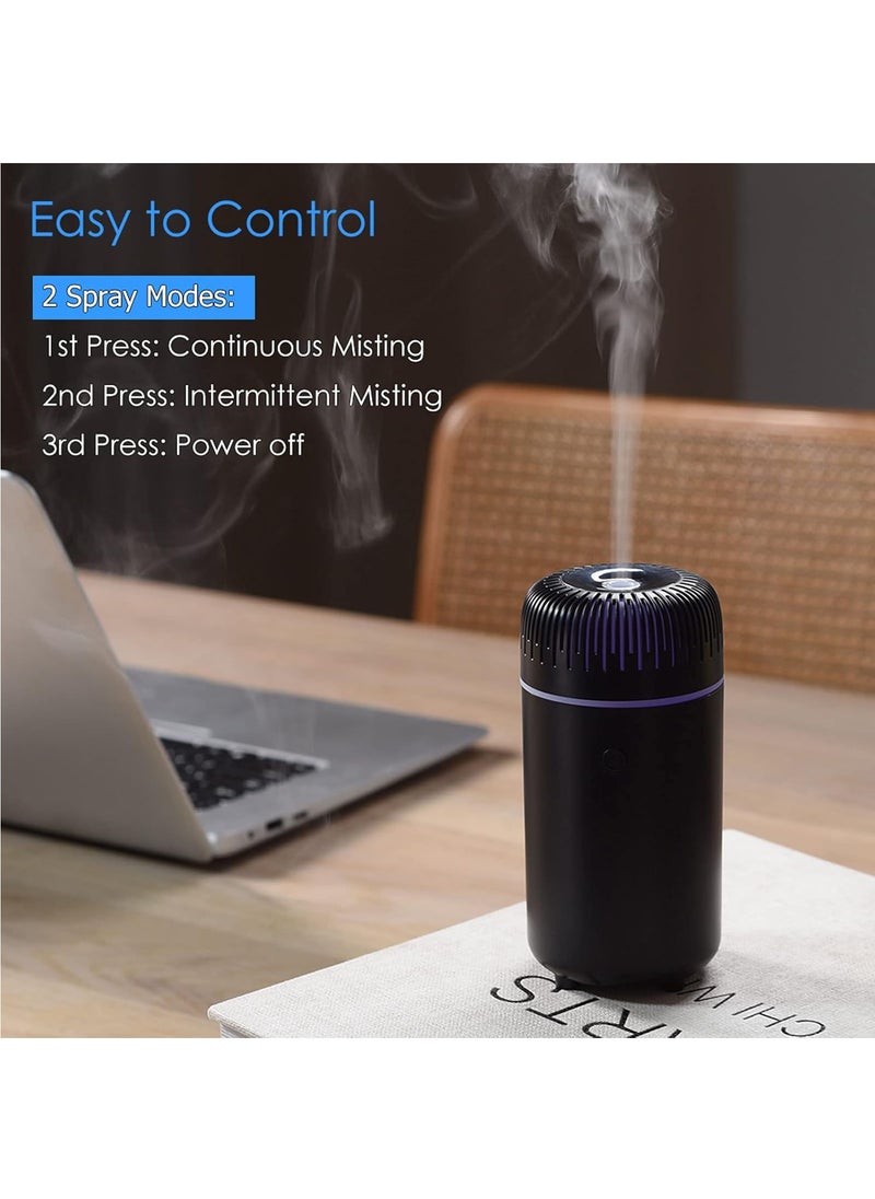 Car Diffusers for Essential Oils, Portable Humidifiers Office Humidifiers, Car Humidifier 7 Color Car Essential Oil Diffuser Mini Diffuser Car Oil Diffusers, USB Humidifier for Bedroom (Black)