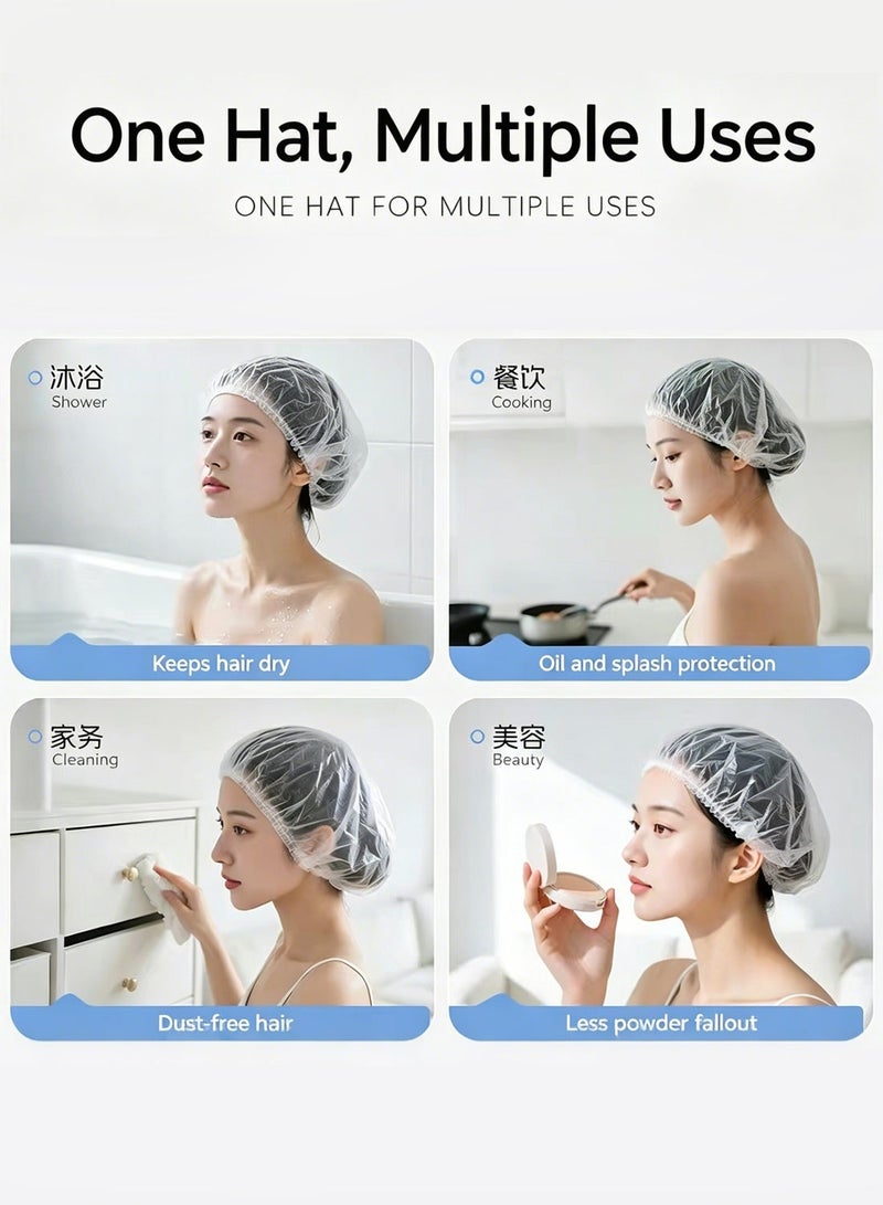 200 extra-large, thick disposable large shower caps, plastic transparent large thick waterproof shower caps, suitable for women, essential accessories for hotels and travel, deep hair care and cleaning supplies - Image 4