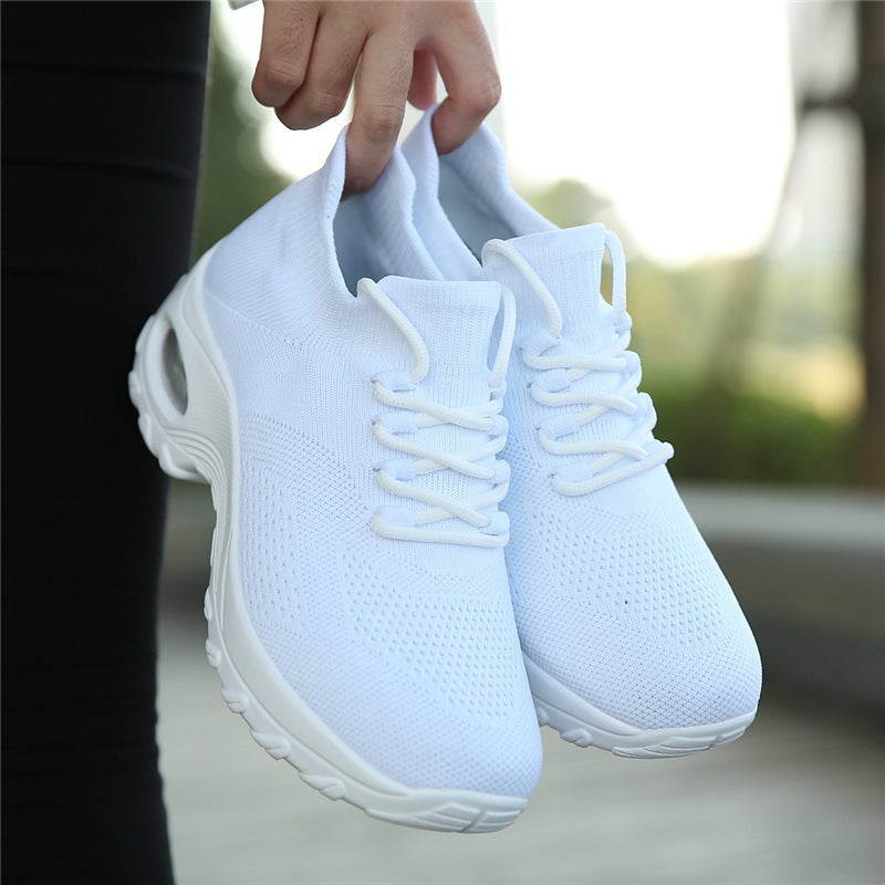 Independent Station Large Size Women'S Shoes Fly Woven Socks Shoes Air Cushion Sports Casual Shoes Square Dance Shoes Mother Shoes Generation Hair - Image 1