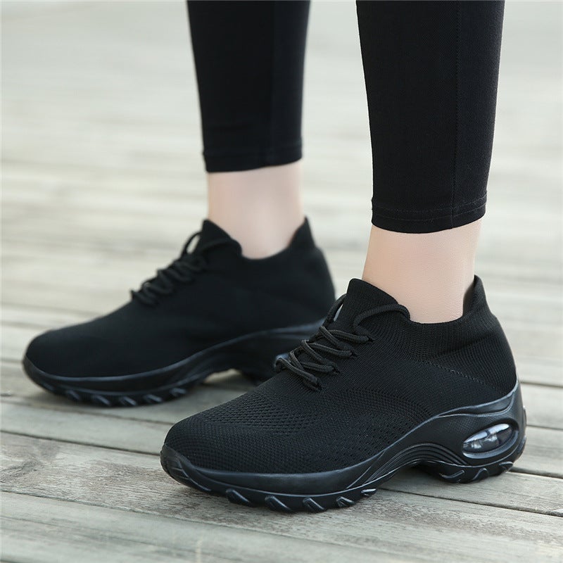 Independent Station Large Size Women'S Shoes Fly Woven Socks Shoes Air Cushion Sports Casual Shoes Square Dance Shoes Mother Shoes Generation Hair - Image 3