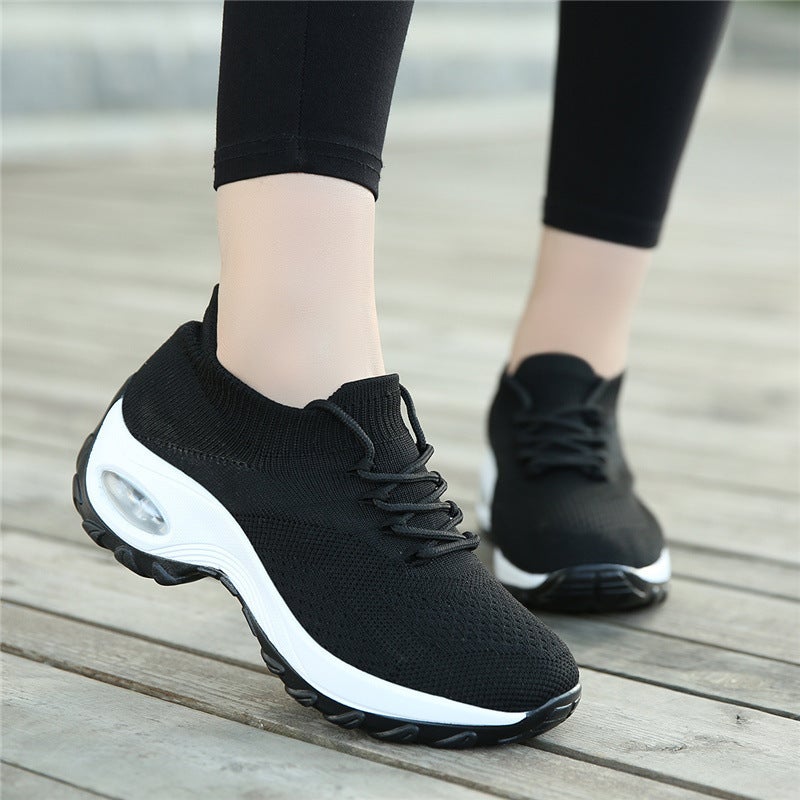 Independent Station Large Size Women'S Shoes Fly Woven Socks Shoes Air Cushion Sports Casual Shoes Square Dance Shoes Mother Shoes Generation Hair - Image 2