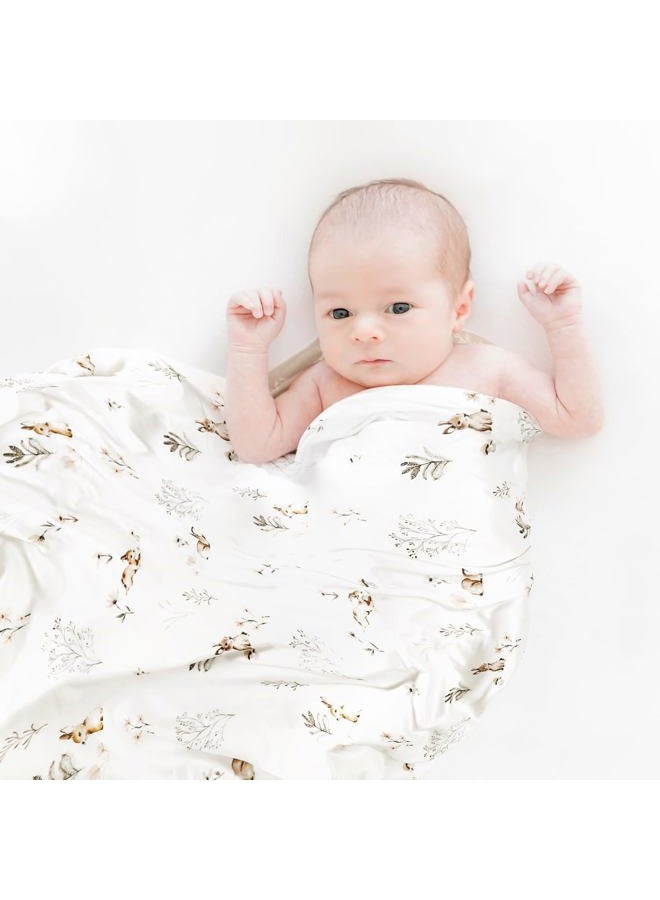 GRSSDER Baby Blankets Super Soft Stretchy Jersey Swaddle Blanket 2 Pack for Baby Boys, Double Layer Reversible Receiving Blankets 34 x 44, Extra Large for Swaddling, Cute Duck & Rabbit - Image 4