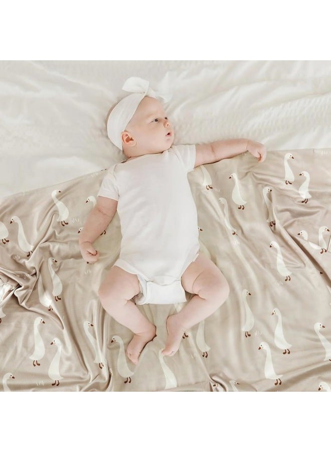 GRSSDER Baby Blankets Super Soft Stretchy Jersey Swaddle Blanket 2 Pack for Baby Boys, Double Layer Reversible Receiving Blankets 34 x 44, Extra Large for Swaddling, Cute Duck & Rabbit - Image 5