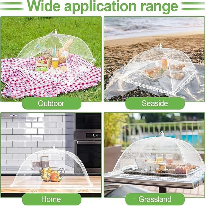 GABANIZ GABANIZ Food Cover Tents 3 Pack 17 inch PopUp Mesh Food Covers Tent Umbrella Reusable and Collapsible Screen Net Protectors for Outdoors Parties Picnics BBQs Keep Out Flies Bugs Mosquitoes  - Image 5