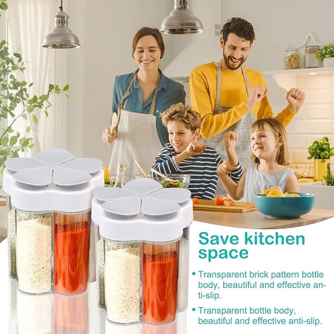GNOLY GNOLY 5 In 1 Seasoning Jar Bottle Multifunctional Spice JarsSalt Pepper Dispenser Perfect for BBQ Camping Hiking Travel and Kitchen 2Pcs - Image 5