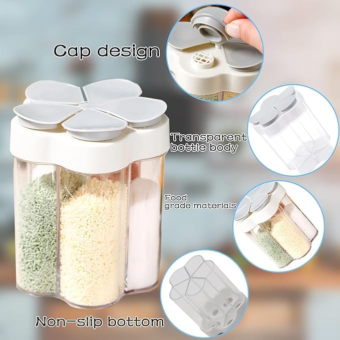GNOLY GNOLY 5 In 1 Seasoning Jar Bottle Multifunctional Spice JarsSalt Pepper Dispenser Perfect for BBQ Camping Hiking Travel and Kitchen 2Pcs - Image 3