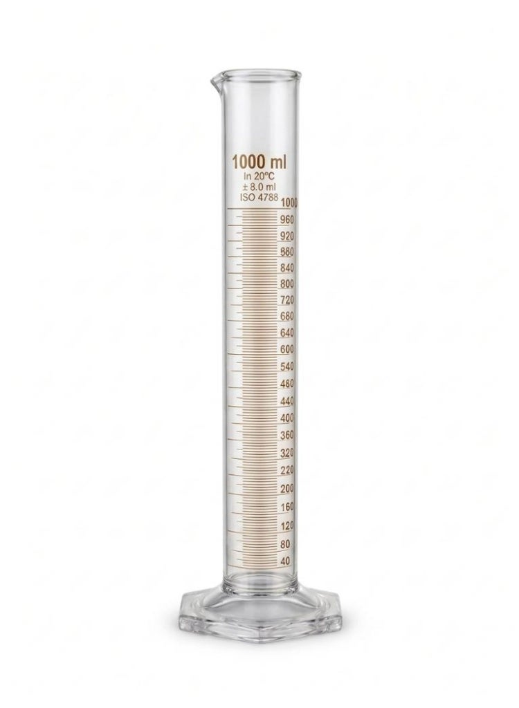 Protect Glass Measuring Cylinder 1000ml Borosilicate Laboratory Graduated Cylinder with Hexagonal Base for Precise Liquid Measurement – Lab & Educational Use - Image 1