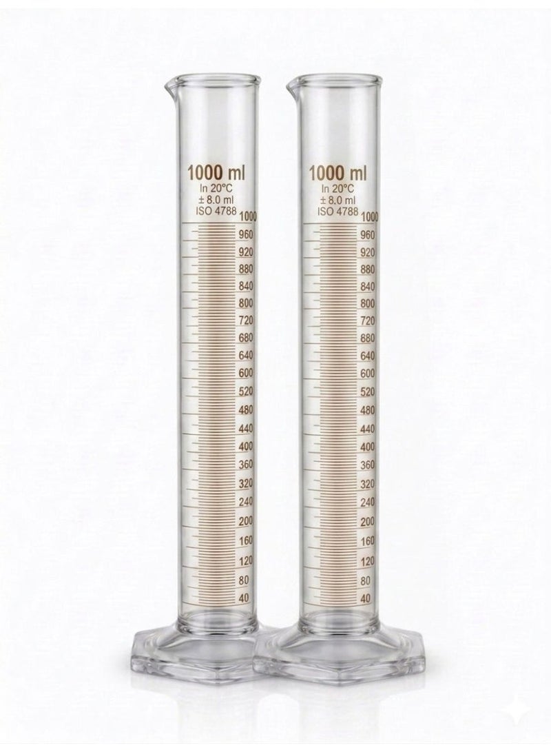 Protect Glass Measuring Cylinder 1000ml Borosilicate Laboratory Graduated Cylinder with Hexagonal Base for Precise Liquid Measurement – Lab & Educational Use - Image 2
