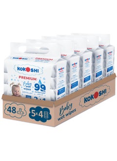 KOKOSHI Kokoshi Premium Baby, Wipes, Extra Sensitive, 99% Pure Water, 20 Packs, 960 Count  - Image 1