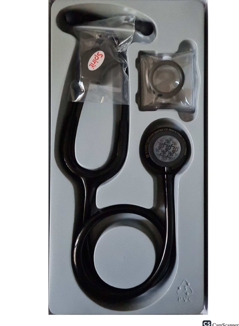 سبيريت سماعة الطبيب ذات الرأس المزدوج للكبار من سلسلة ديلوكس،  نوع التحويل السريع المتقدم  قطعة صدر مع لمسة نهائية دخانية  أسود - Image 1