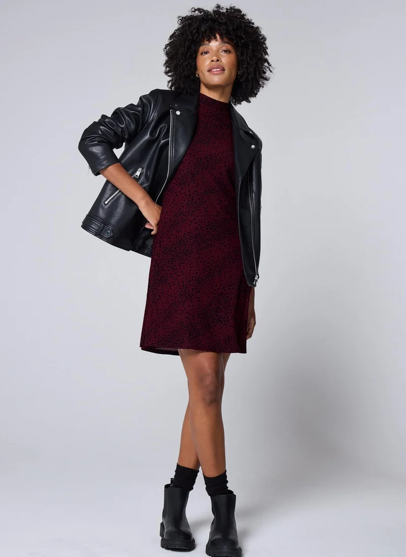 Matalan Burgundy Spot Print Supersoft Mini Dress