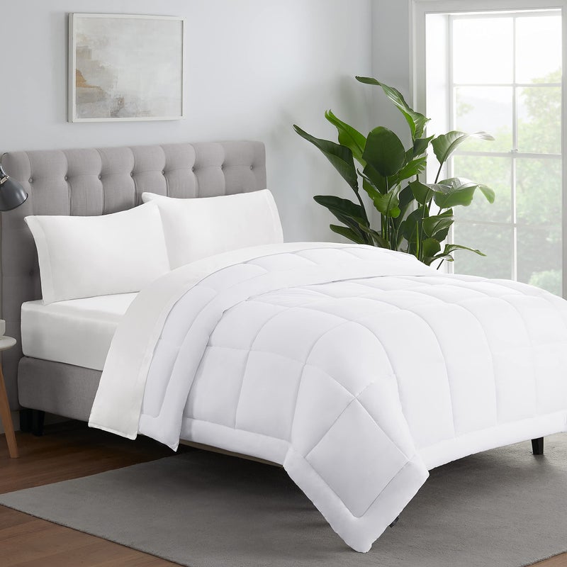 Serta ComfortSure Down Alternative Comforter, Soft Box Stitched Duvet Insert, Quilted Full Comforter with 4 Corner Tabs, All Season Bedding, White - Image 2