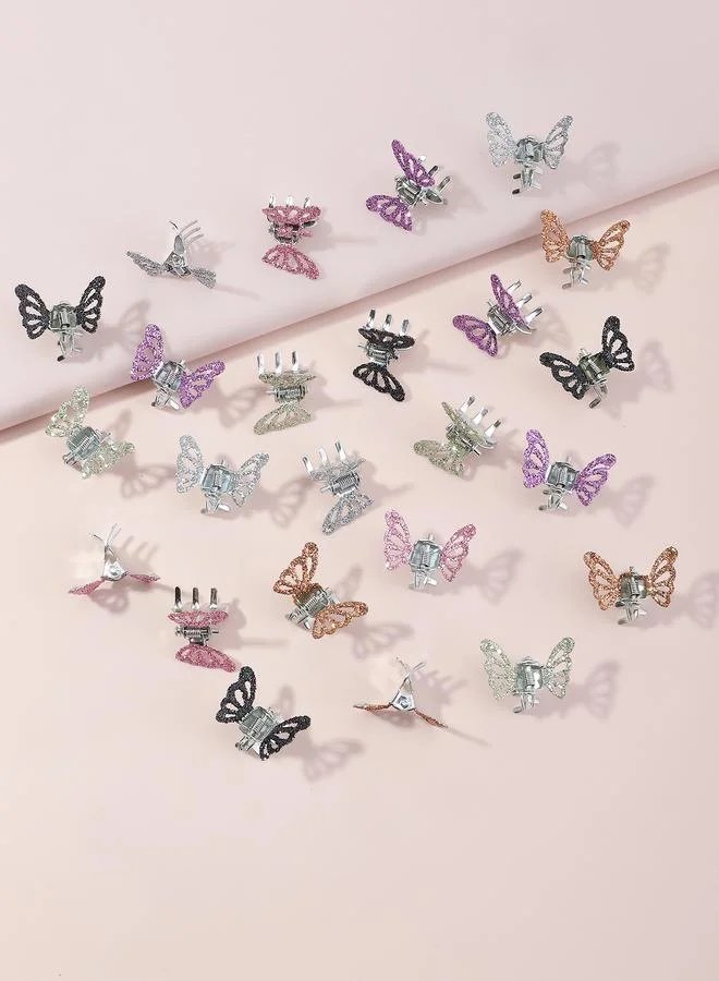 تايك تو Pack of 24 - Girls Glitter Butterfly Hair Accessories