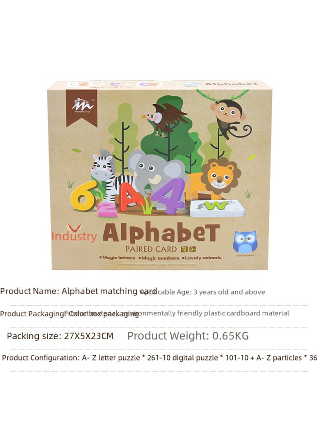 3-year-old Alphabet Animal Digital Alphabet Matching Card Memory Cognitive Card-Color:SH425210/1026-10 - Image 3