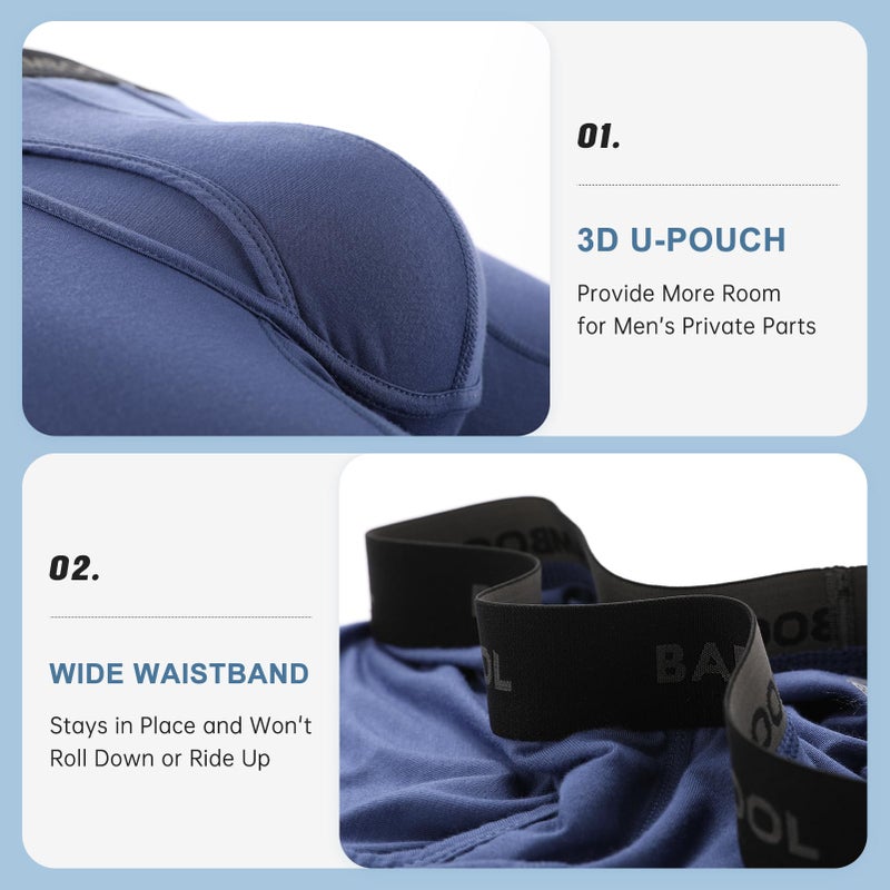 BAMBOO COOL Men's Ultra ComfortSoft Underwear, Moisture Wicking & Breathable No Ride Up Boxer Briefs with Fly, Multipack - Image 4