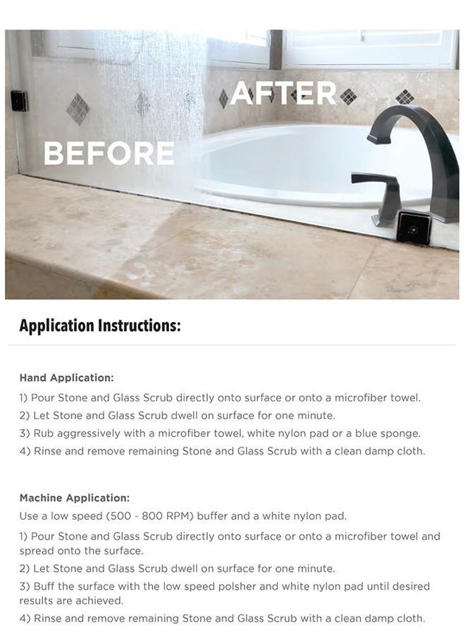Stone Pro & Glass Scrub (1 Pint - 470ml) (for Cleaning Granite Countertops, Travertine Showers, Glass Shower Doors & Glass Shower Enclosures) - Image 4
