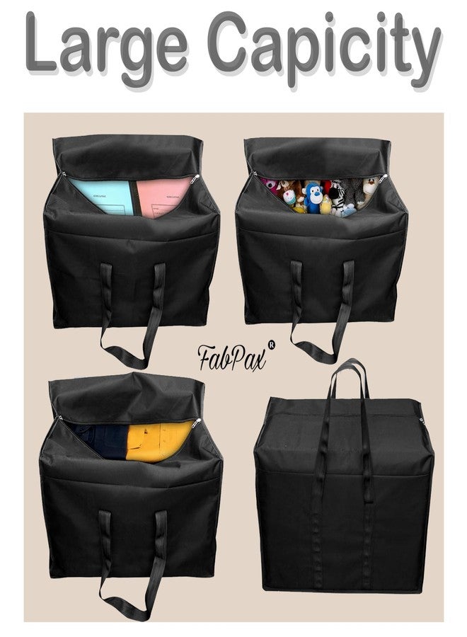 FabPax Nylon 85 L Moisture Proof Multi-Purpose Underbed Storage Bag/Clothing Storage Organiser/Toy Storage/Stationery Paper Storage Bag with Zipper and Strong Handle 57x36.8 x40.5 cm SET OF 6 (BLACK) - Image 5