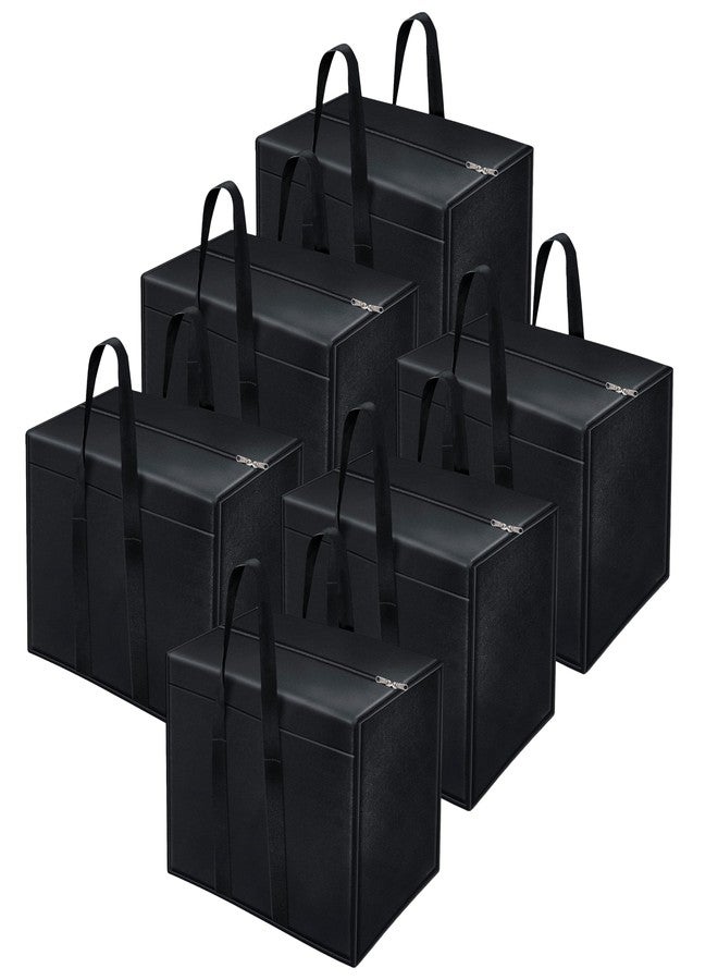 FabPax Nylon 85 L Moisture Proof Multi-Purpose Underbed Storage Bag/Clothing Storage Organiser/Toy Storage/Stationery Paper Storage Bag with Zipper and Strong Handle 57x36.8 x40.5 cm SET OF 6 (BLACK) - Image 1