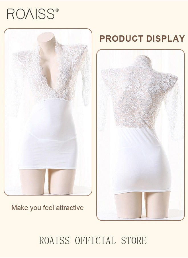 roaiss Ladies Underwear Mesh Material Lace Elements Hollow Back Women's Underwear  - Image 5