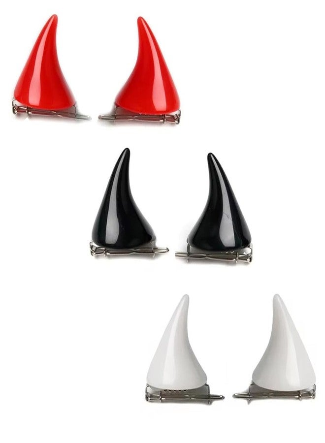 Oarkive 6pcs Devil Horn Hair Clips Halloween Hair Clips Demon Horns Hair Clips Horn Clips Red White Black Small Little Clip on Horns Devil Horns Cute Devil Horn Barrettes for Halloween Cosplay Costume Party - Image 2