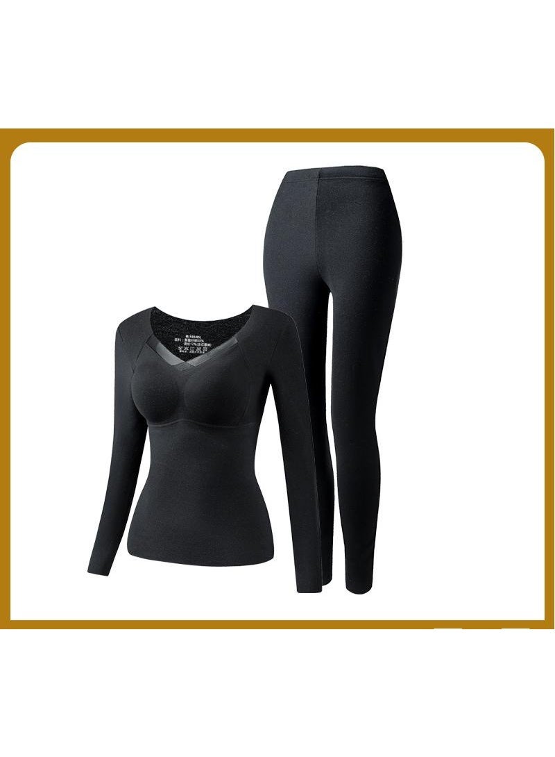Women's Autumn Thermal Underwear Set  Soft Cotton Woolen Base Layer Clothing Comfortable Breathable Innerwear