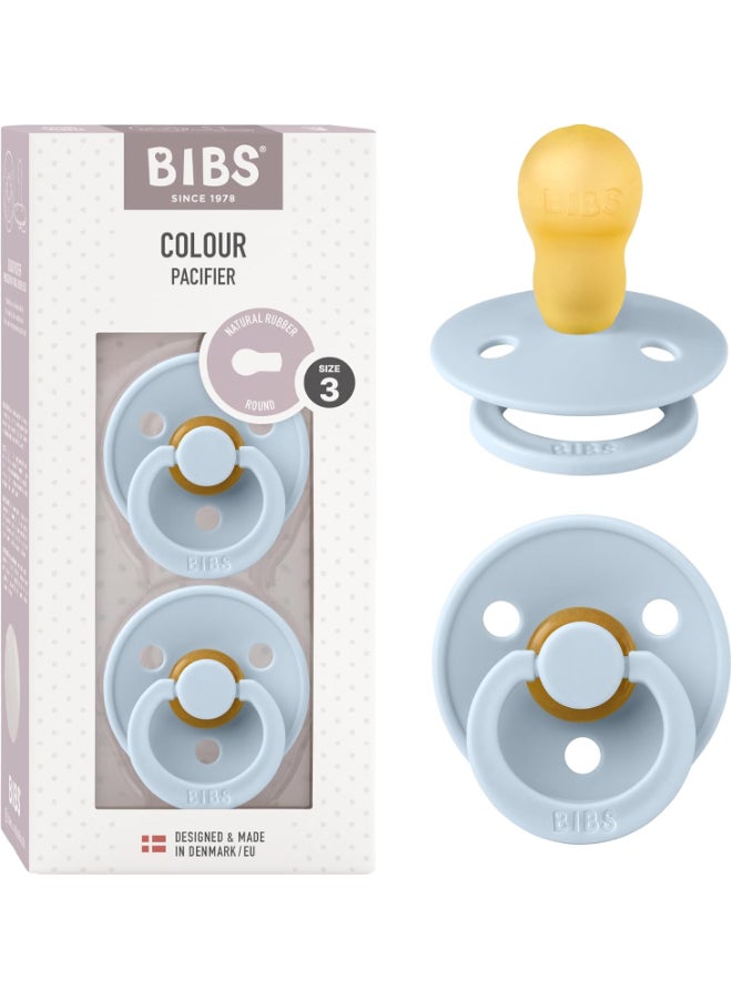 BIBS Pack 0F 2 Colour Soother Bpa Free Dummy Pacifier, Round Natural Rubber Latex, Made In Denmark, Size 3 (18+ Months ), Baby Blue - Image 2