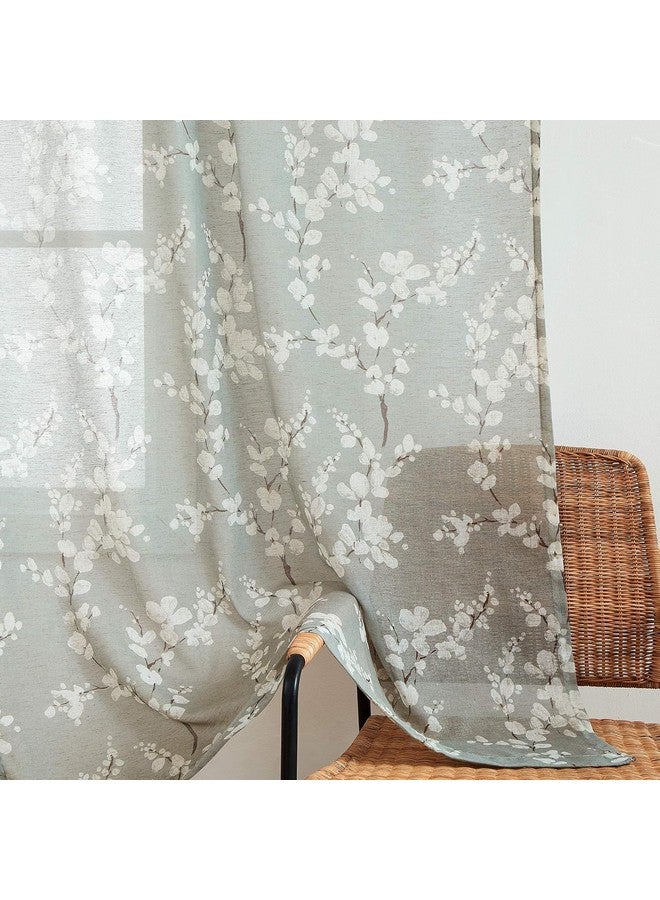 BFAM - Vintage White Floral Print Sheer Curtains for Living Room & Bedroom, Elegant Floral Window Drapes, 1-Pack Panel - Image 3