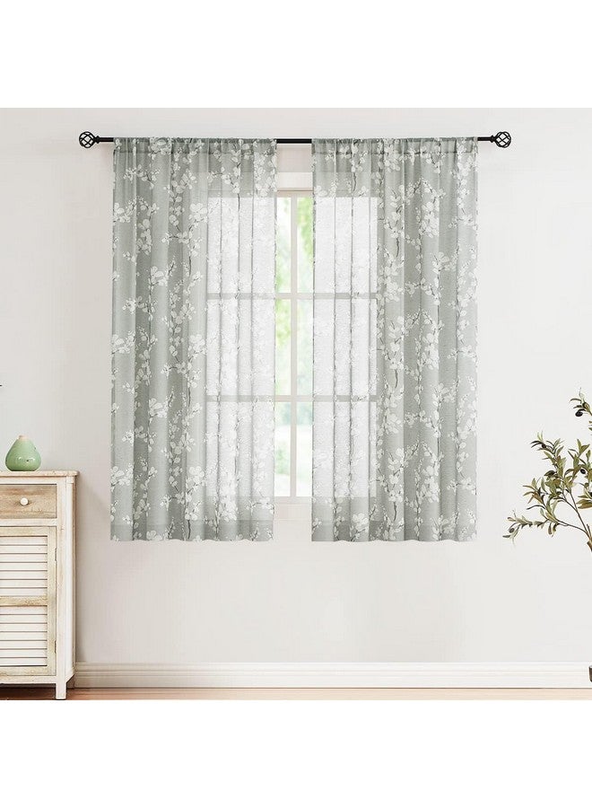 BFAM - Vintage White Floral Print Sheer Curtains for Living Room & Bedroom, Elegant Floral Window Drapes, 1-Pack Panel - Image 2