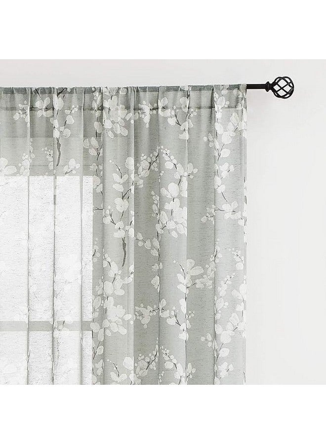 BFAM - Vintage White Floral Print Sheer Curtains for Living Room & Bedroom, Elegant Floral Window Drapes, 1-Pack Panel - Image 1