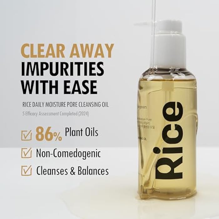 VEGREEN Rice Daily Moisture Pore Cleanser Oil – Cleanser for Face & Makeup Removal, Deep Pore Control & Hydrating Korean Cleansing for Oily & Sensitive Skin, 7-Plant Oil Complex - 5.07 fl oz - Image 2