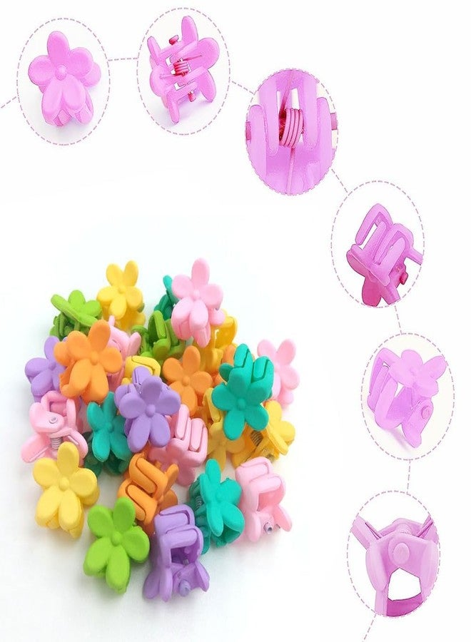 Glamyou Mini Colorful Flower Design Hair Claw Clip - Small Floral Cute Fancy Rose Hair Claws Accessories for Kids, Girls and Women - Multicolor, (Pack of 20 Pcs) - Image 2