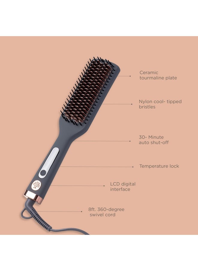 هيريتيج فرشاة شعر سيراميك ساخنة للإبحار السلس لفرد وفك تشابك الشعر + تصفيف الشعر المنفوخ ينعم الذباب + فك تشابك التورمالين السيراميكي لجميع أنواع الشعر + القوام - Image 3