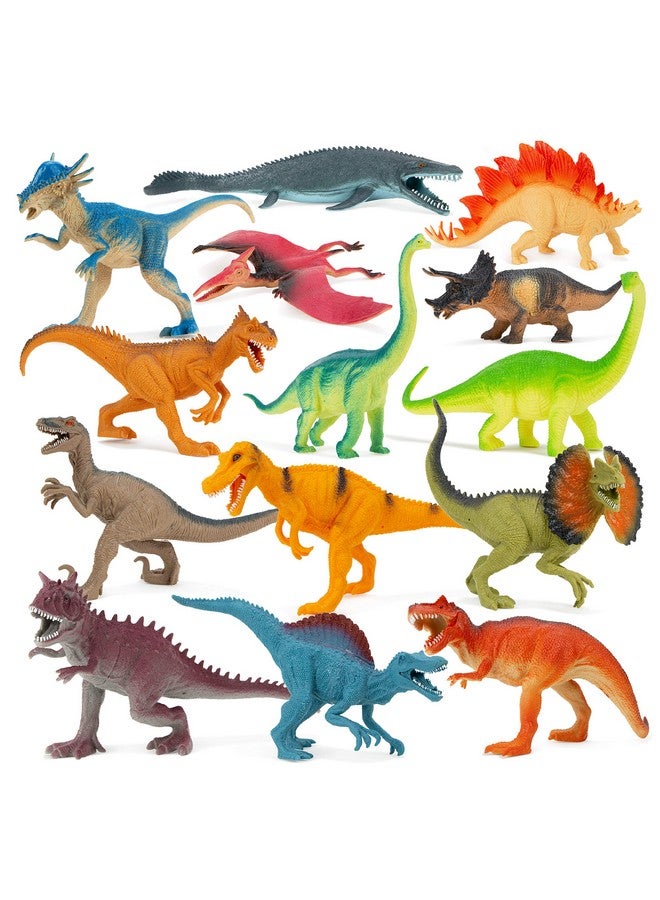 BOLEY Boley 14-Pack Dinosaur Toys for Kids with Educational Booklet - 9" Realistic Dino Figures for Boys & Girls Ages 3+ - Includes T-Rex, Raptor, Stegosaurus, Triceratops, and More - Image 1