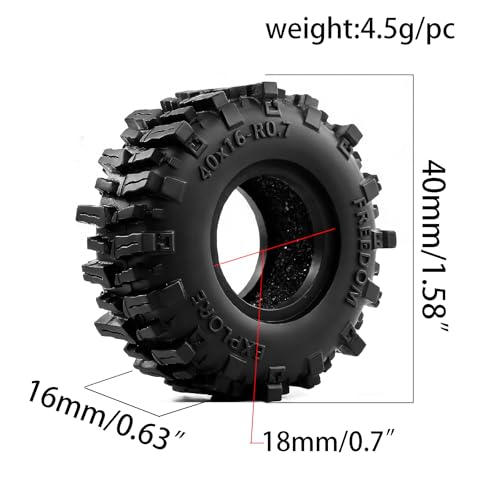 REDSPIDER 0.7'' Crawler Tires OD 40mm*16mm Mud Slingers X Super Soft Sticky Tyres For RC Axial SCX30 Redcat Ascent-32 1/30 1/32 RC Crawler 0.7 Beadlock Wheels (Tires) - Image 2