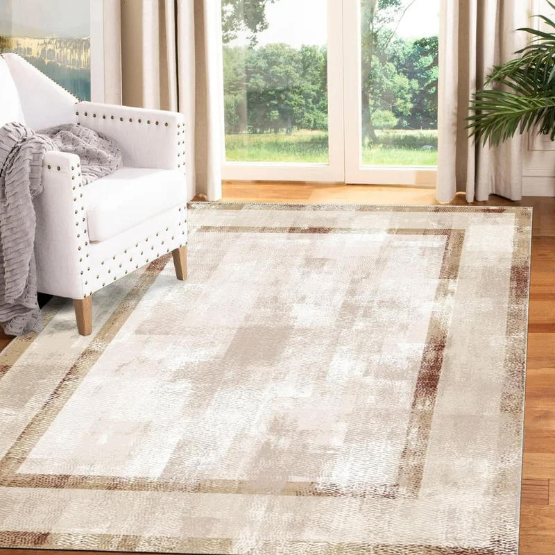 Faiend Washable Carpet Kitchen Non-Slip Dod Base Stain-Proof Home Carpet Beige