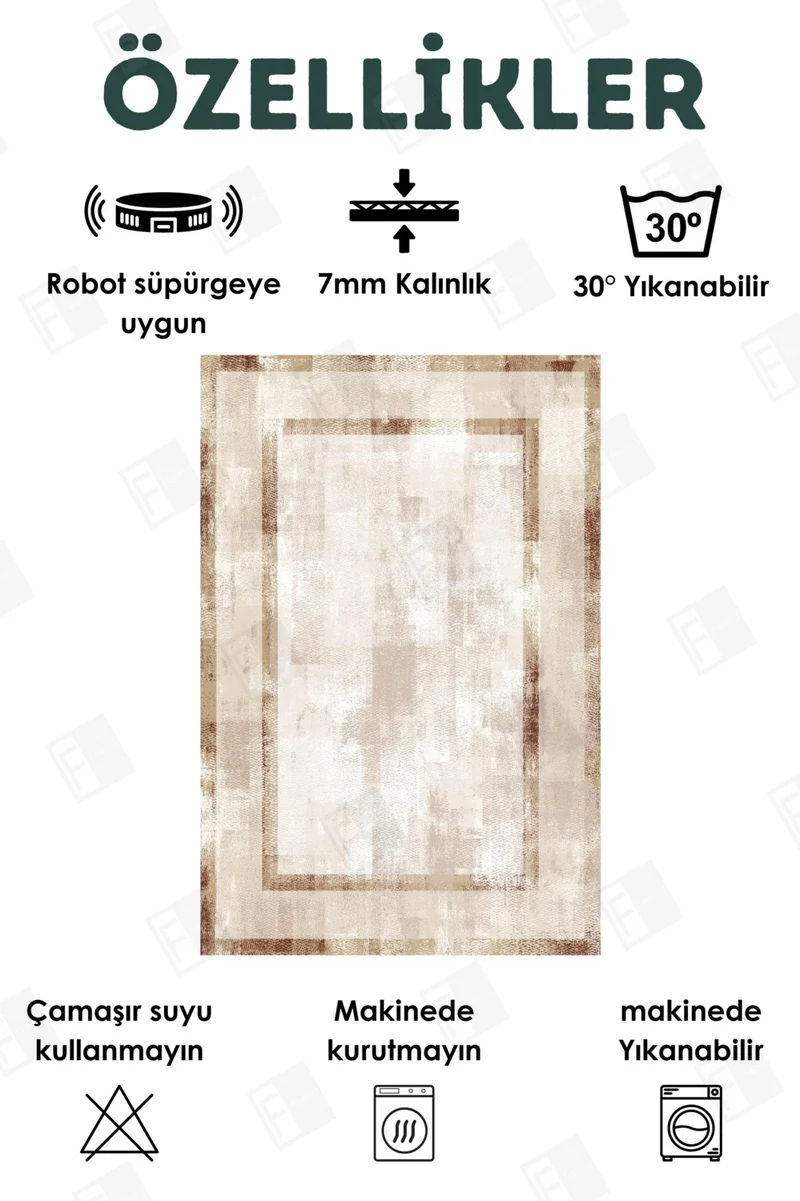 Faiend Washable Carpet Kitchen Non-Slip Dod Base Stain-Proof Home Carpet Beige