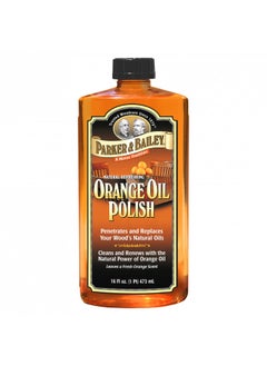 PARKER & BAILEY ORANGE OIL POLISH - Natural Orange Scented Wood Cleaner & Furniture Polish, Cleans, Renews, Restores & Rejuvenates Wood Surfaces, Protects from Drying or Cracking, Shiny Finish, 16oz
