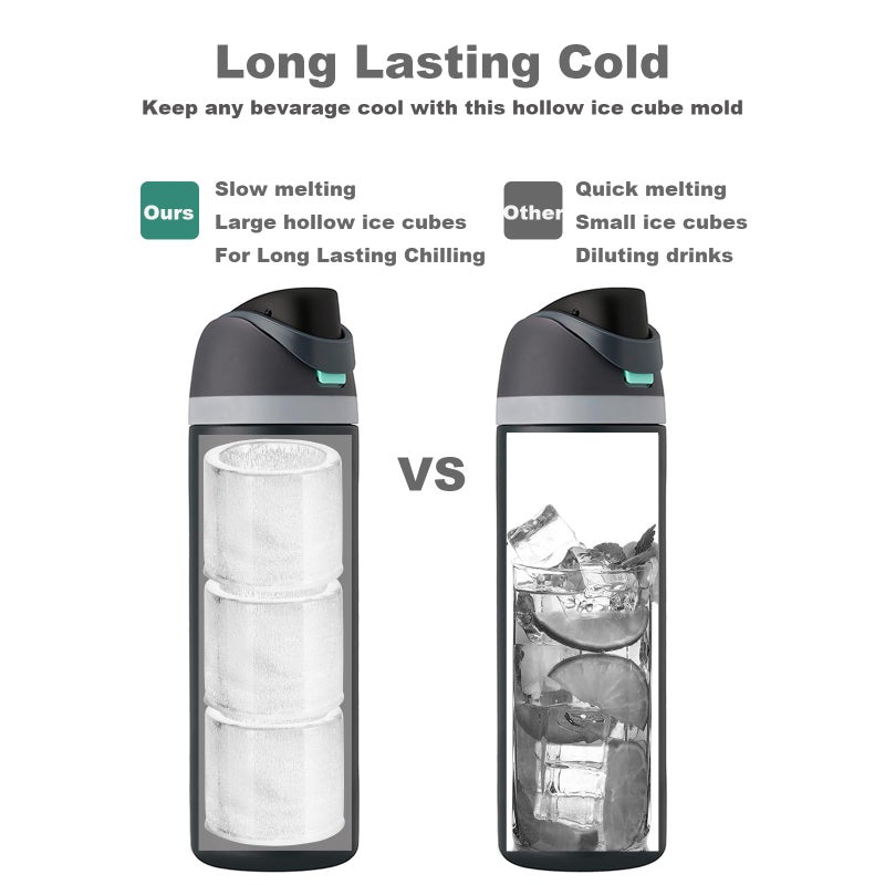 ACOOKEE Hollow Cylinder Ice Cube Mold for 24oz 32oz 40oz Owala Accessories, Set of 3, Silicone Ice Mold for Owala FreeSip Water Bottle, Whiskey Cocktails Bourbon - Image 4