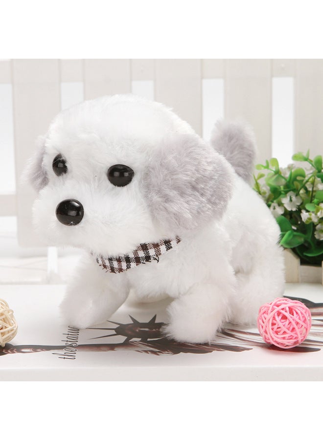 Children's Simulation Toy Electric Dog 1-3 Teddy Bunny Cat Pet Stall Electronic Pet Plush Toy-Color:Two-color Cute Dog With Ears (grey) (scarf Random Color) Scarf Random - Image 1