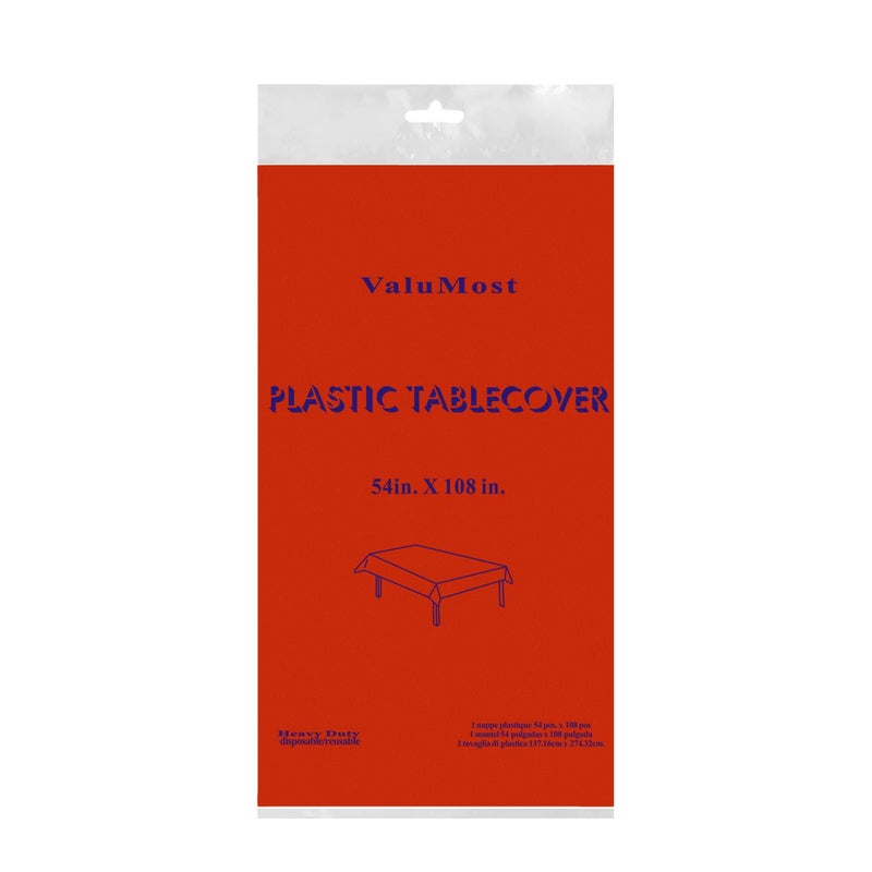 Party Essentials ValuMost Plastic Table Cover Available in 36 Colors, 54" x 108", Red - Image 2