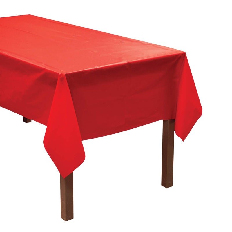 Party Essentials ValuMost Plastic Table Cover Available in 36 Colors, 54" x 108", Red - Image 1